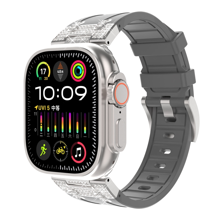 For Apple Watch Ultra 49mm Diamond Starry Sky Silicone Watch Band