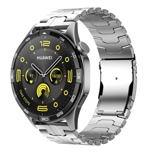 

For Huawei Watch GT 4 46mm 22mm Double Lock Buckle Turtle Titanium Steel Watch Band(Silver)