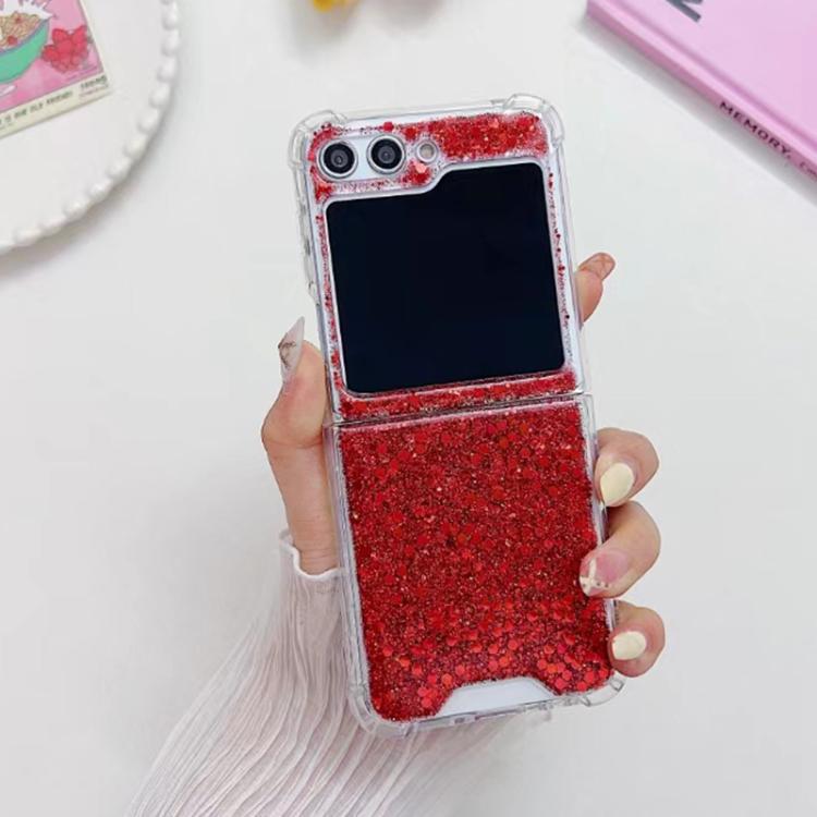 

For Samsung Galaxy Z Flip7 Glitter Sequins Epoxy TPU Phone Case(Red)