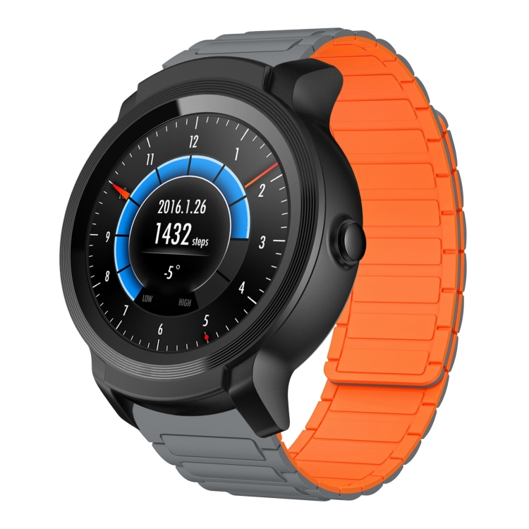 For Ticwatch E2 22mm I-shaped Magnetic Silicone Watch Band(Gray+