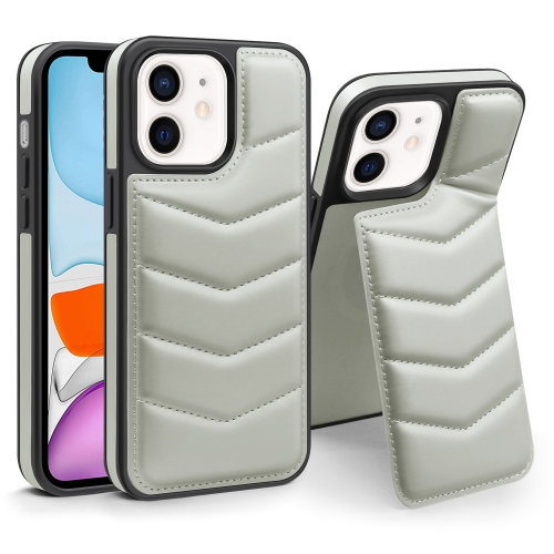

For iPhone 11 Down Jacket Card Bag Holder MagSafe Phone Case(Grey)