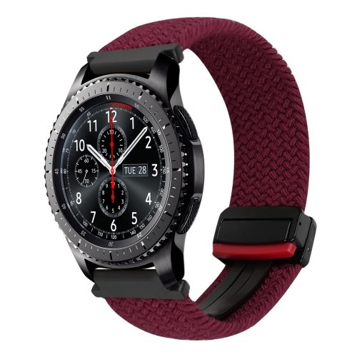 

For Samsung Galaxy Gear S3 Frontier 22mm Magnetic Buckle Braided Watch Band(Black Sand Red)