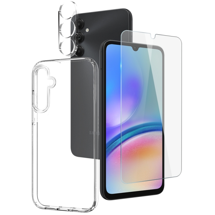 

For Samsung Galaxy A05s 4G NORTHJO 3 in 1 TPU Phone Case with Screen Protector and Lens Film(Transparent)