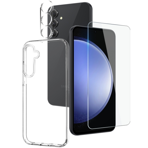 For Samsung Galaxy S23 FE 5G NORTHJO 3 in 1 TPU Phone Case with Screen Protector and Lens Film(Transparent) for iphone 15 pro max r just metal silicone tempered glass life waterproof phone case with holder