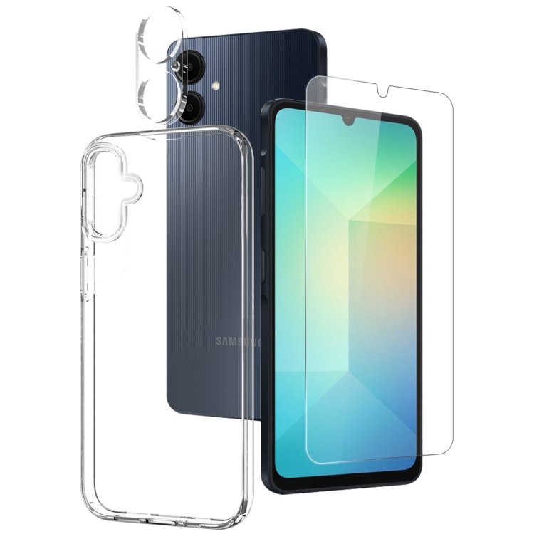 

For Samsung Galaxy A06 4G NORTHJO 3 in 1 TPU Phone Case with Screen Protector and Lens Film(Transparent)