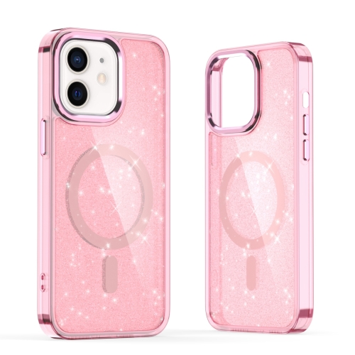 

For iPhone 12 Glitter MagSafe Shockproof Phone Case(Pink)