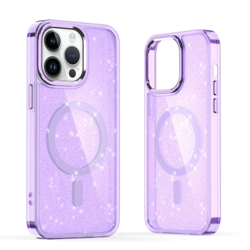 

For iPhone 12 Pro Max Glitter MagSafe Shockproof Phone Case(Purple)