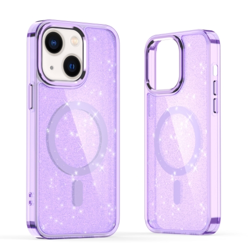 

For iPhone 13 Glitter MagSafe Shockproof Phone Case(Purple)