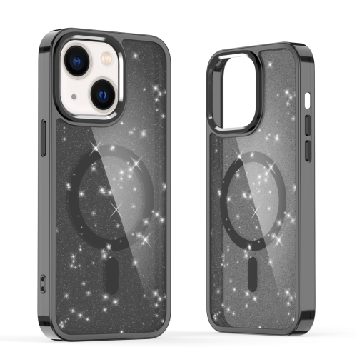 

For iPhone 13 Glitter MagSafe Shockproof Phone Case(Black)