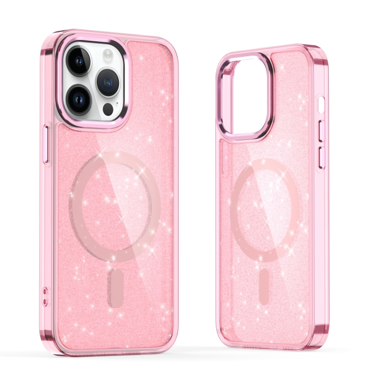

For iPhone 14 Pro Glitter MagSafe Shockproof Phone Case(Pink)