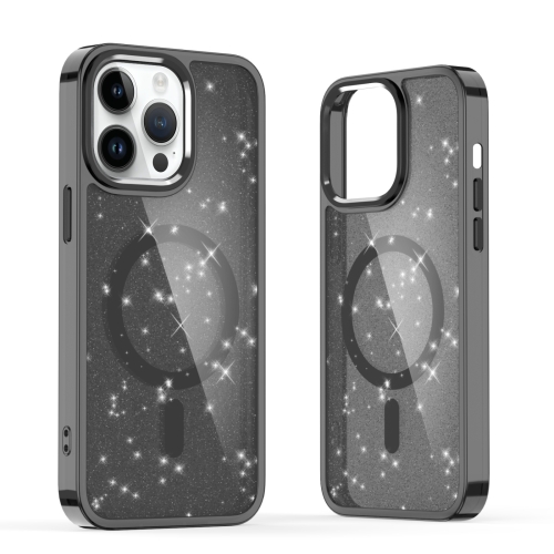 

For iPhone 14 Pro Glitter MagSafe Shockproof Phone Case(Black)