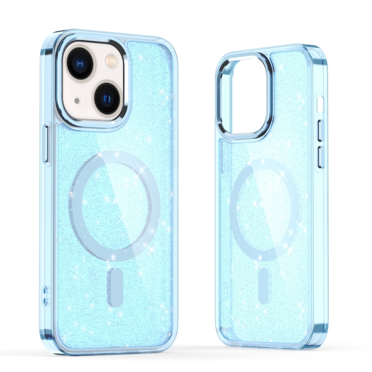 

For iPhone 14 Plus Glitter MagSafe Shockproof Phone Case(Blue)