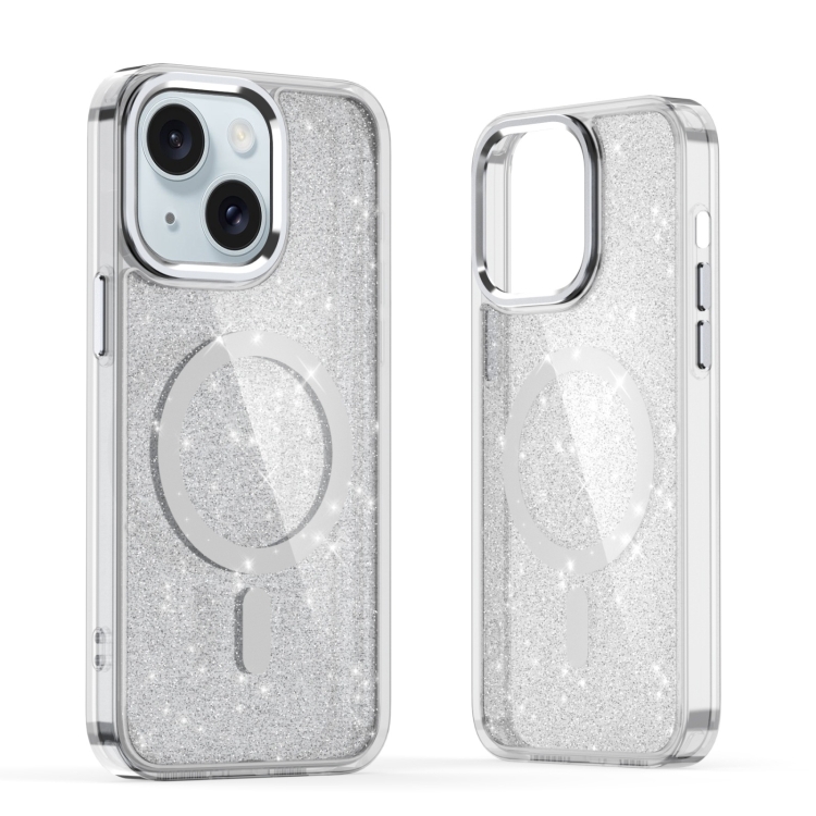 

For iPhone 15 Glitter MagSafe Shockproof Phone Case(Grey)