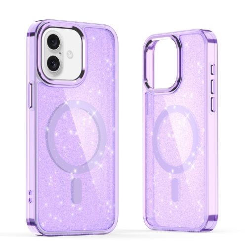 

For iPhone 16 Plus Glitter MagSafe Shockproof Phone Case(Purple)