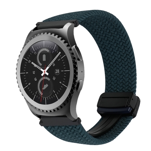 For Samsung Gear S2 Classic 20mm Magnetic Buckle Braided Watch Strap Forest Green