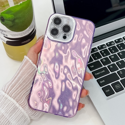 

For iPhone 13 Pro Max Plating Glitter Texture TPU Phone Case with Lens Film(Purple Wrinkles)