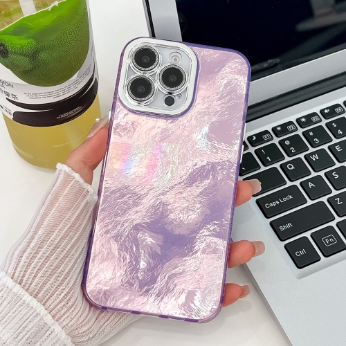 

For iPhone 13 Pro Plating Glitter Texture TPU Phone Case with Lens Film(Purple Tinfoil Texture)