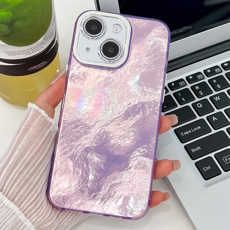 

For iPhone 13 Plating Glitter Texture TPU Phone Case with Lens Film(Purple Tinfoil Texture)