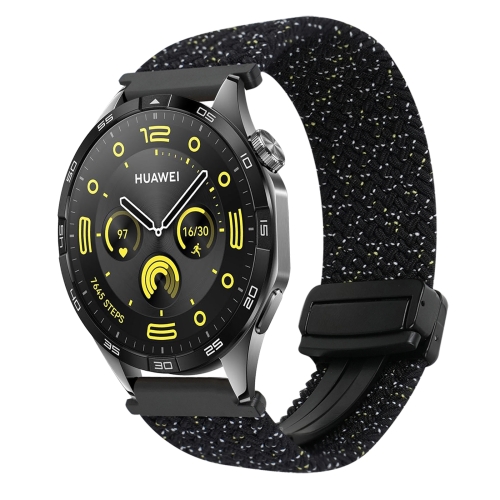 

For Huawei Watch GT 4 41mm 18mm Magnetic Buckle Braided Watch Band(Stars Black)