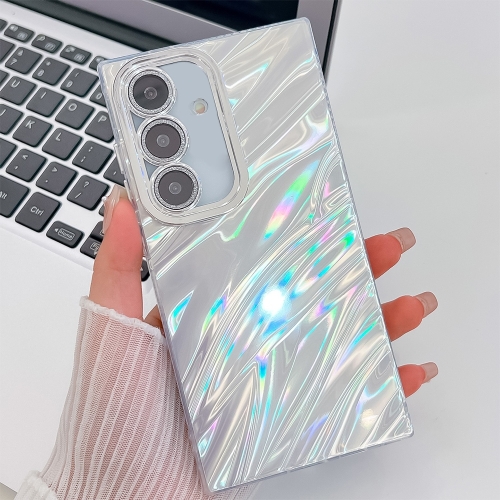 

For Samsung Galaxy A36 5G Plating Glitter Texture TPU Phone Case with Lens Film(White Water Ripples)