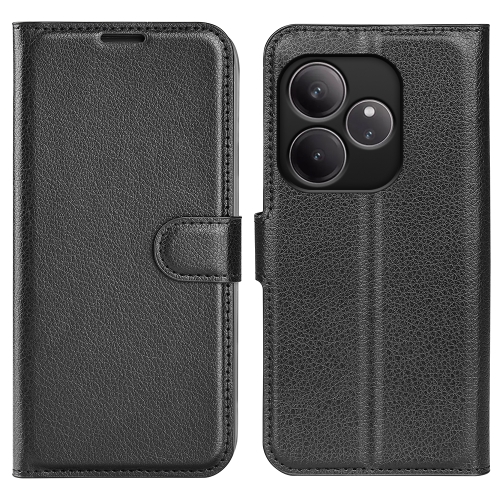 For Realme GT 6 5G Litchi Texture Horizontal Flip Leather Phone Case with Holder(Black)