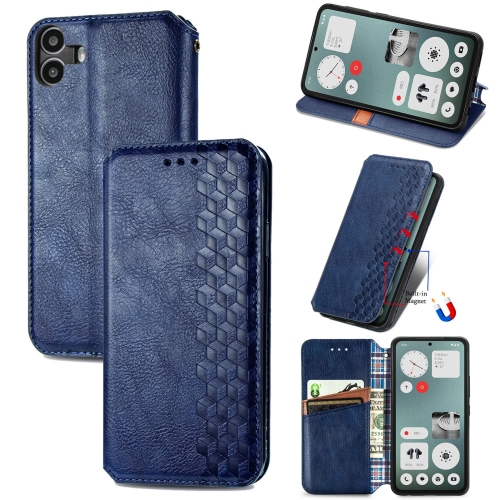 

For Nothing CMF Phone 1 Cubic Grid Pressed Magnetic Leather Phone Case(Blue)