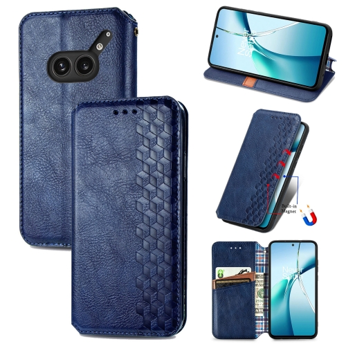 

For Nothing Phone 2a Plus Cubic Grid Pressed Magnetic Leather Phone Case(Blue)