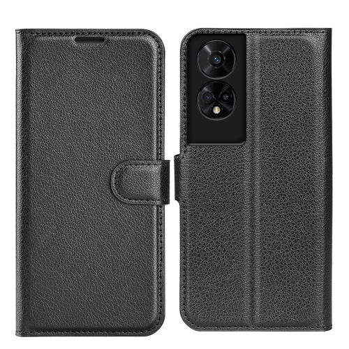 

For TCL 50 5G Litchi Texture Horizontal Flip Leather Phone Case with Holder(Black)