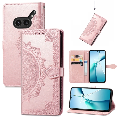 

For Nothing Phone 2a Plus Mandala Flower Embossed Leather Phone Case(Rose Gold)