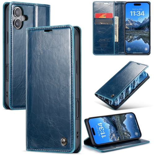 

For iPhone 16 CaseMe 003 Crazy Horse Texture Flip Leather Phone Case(Blue)