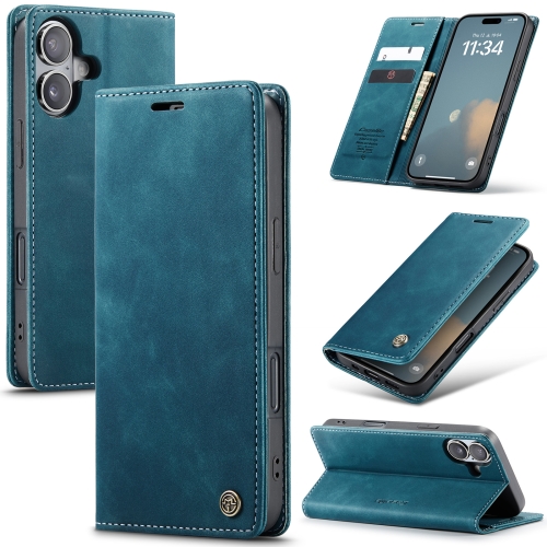 

For iPhone 16 Plus CaseMe 013 Multifunctional Horizontal Flip Leather Phone Case(Blue)