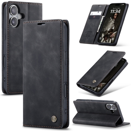 

For iPhone 16 Plus CaseMe 013 Multifunctional Horizontal Flip Leather Phone Case(Black)