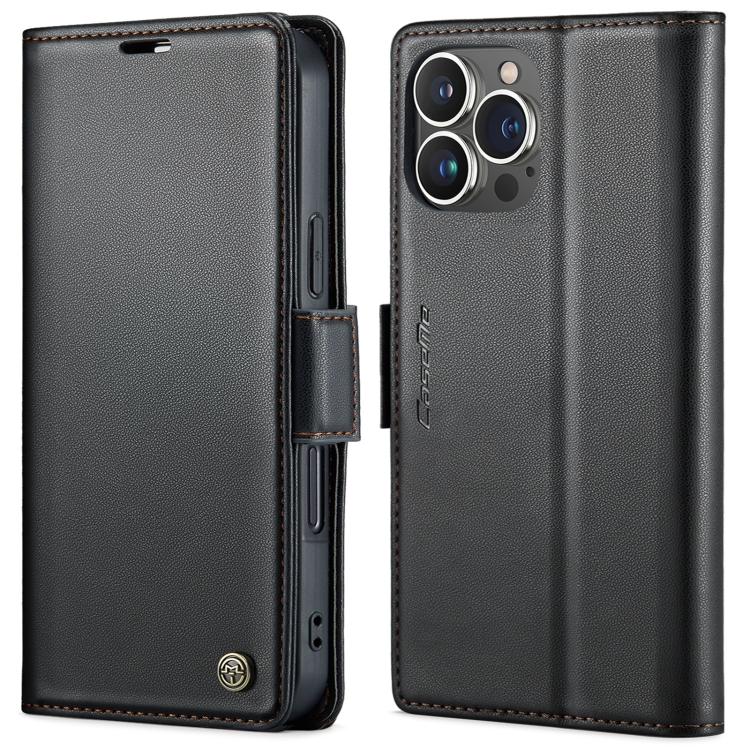 

For iPhone 16 Pro CaseMe 023 Butterfly Buckle Litchi Texture RFID Anti-theft Leather Phone Case(Black)