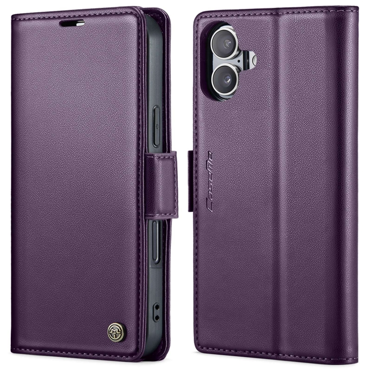 

For iPhone 16 CaseMe 023 Butterfly Buckle Litchi Texture RFID Anti-theft Leather Phone Case(Purple)