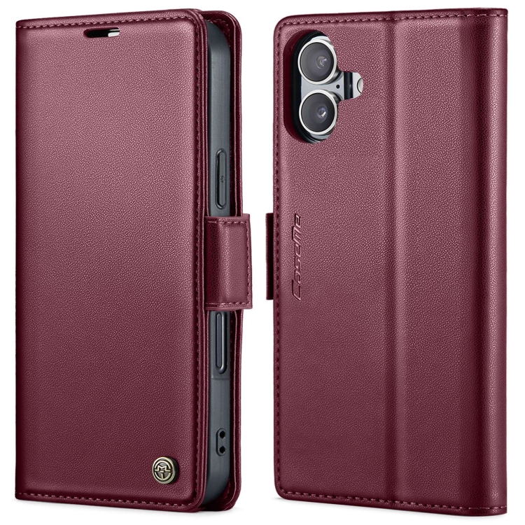 

For iPhone 16 CaseMe 023 Butterfly Buckle Litchi Texture RFID Anti-theft Leather Phone Case(Red)
