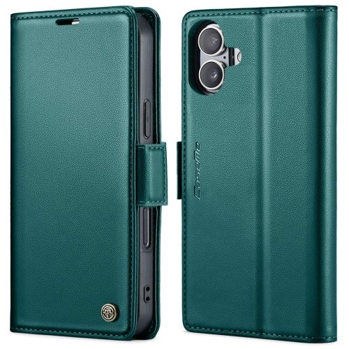 

For iPhone 16 CaseMe 023 Butterfly Buckle Litchi Texture RFID Anti-theft Leather Phone Case(Green)