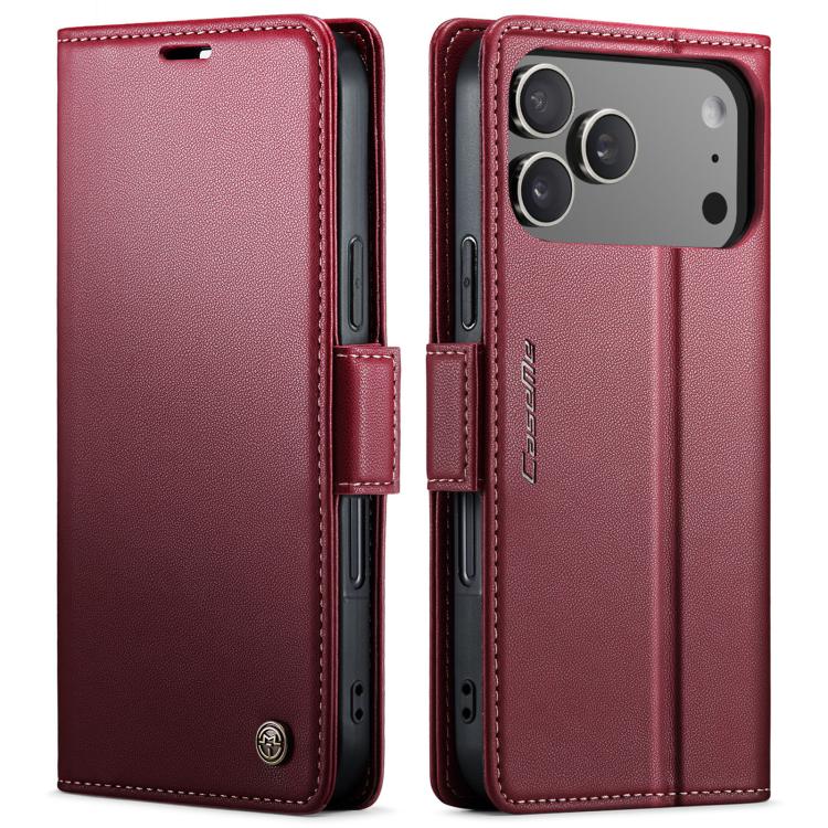 

For iPhone 17 Pro Max CaseMe 023 Butterfly Buckle Litchi Texture RFID Anti-theft Leather Phone Case(Red)