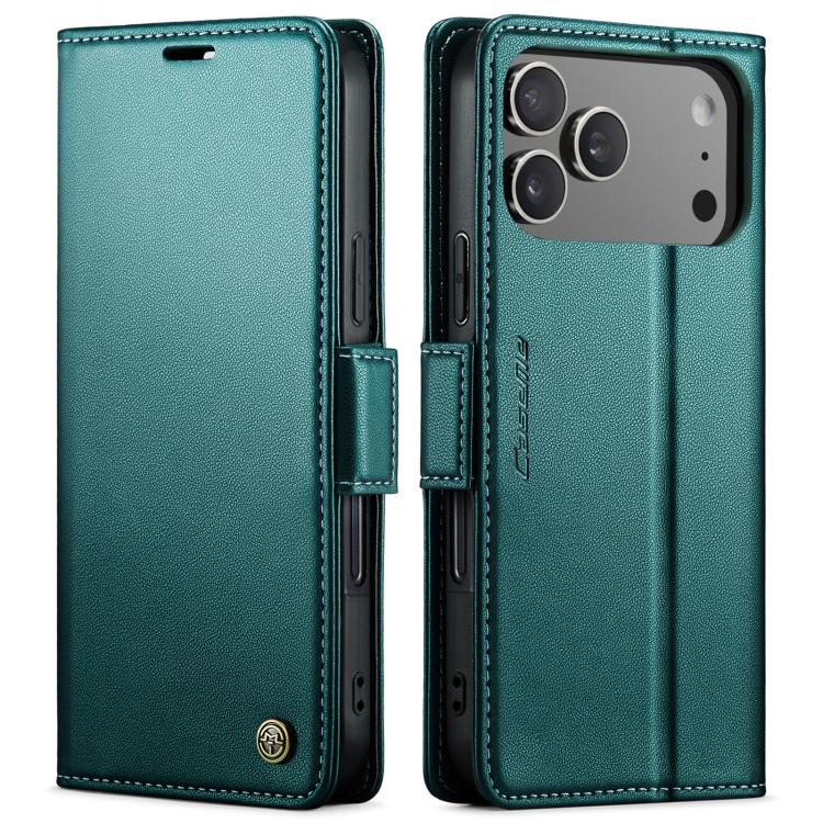 

For iPhone 17 Pro Max CaseMe 023 Butterfly Buckle Litchi Texture RFID Anti-theft Leather Phone Case(Green)