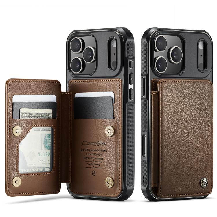 

For iPhone 17 Pro Max CaseMe C22 Card Slots Holder RFID Anti-theft Phone Case(Brown)