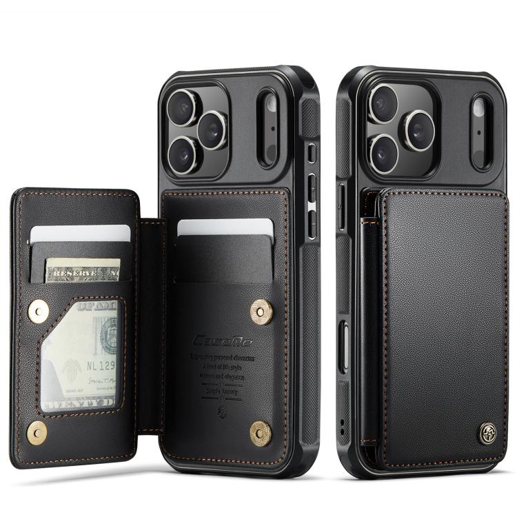 For iPhone 17 Pro Max CaseMe C22 Card Slots Holder RFID Anti-theft Phone Case(Black)