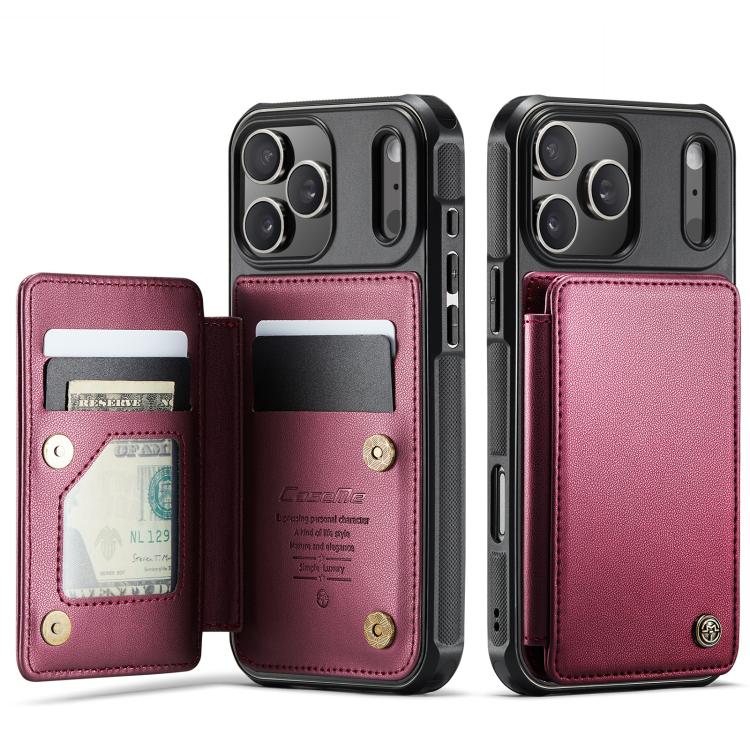 For iPhone 17 Pro Max CaseMe C22 Card Slots Holder RFID Anti-theft Phone Case(Red)