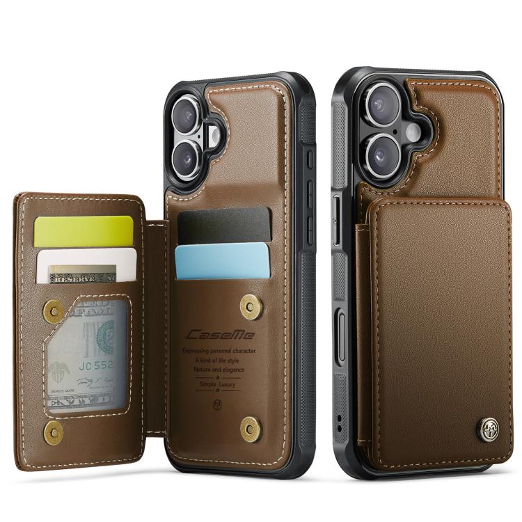 

For iPhone 17 CaseMe C22 Card Slots Holder RFID Anti-theft Phone Case(Brown)