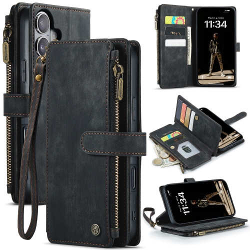 

For iPhone 16 Plus CaseMe C30 Card Slots Zipper Wallet Leather Phone Case(Black)