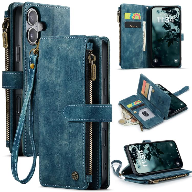 

For iPhone 17 CaseMe C30 Card Slots Zipper Wallet Leather Phone Case(Blue)