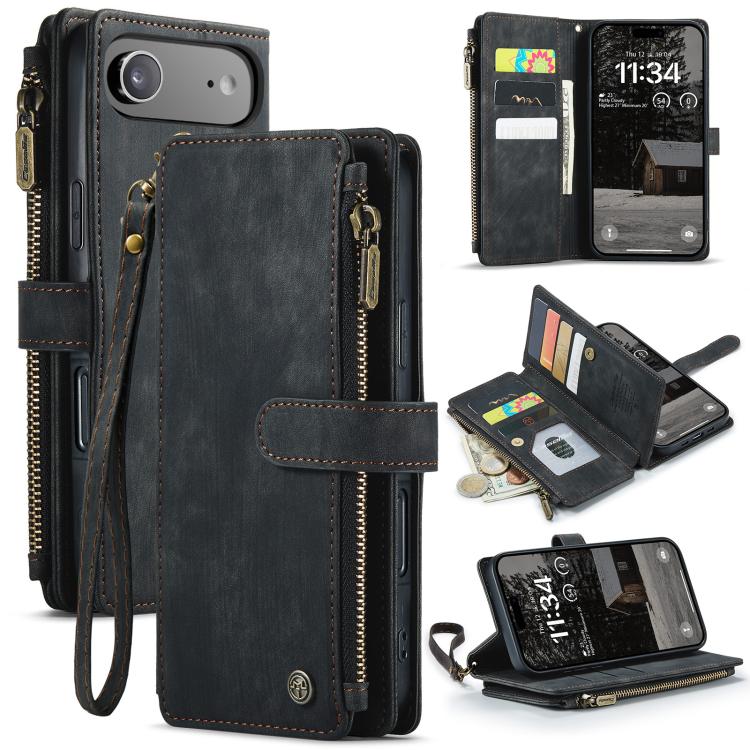 

For iPhone Air CaseMe C30 Card Slots Zipper Wallet Leather Phone Case(Black)