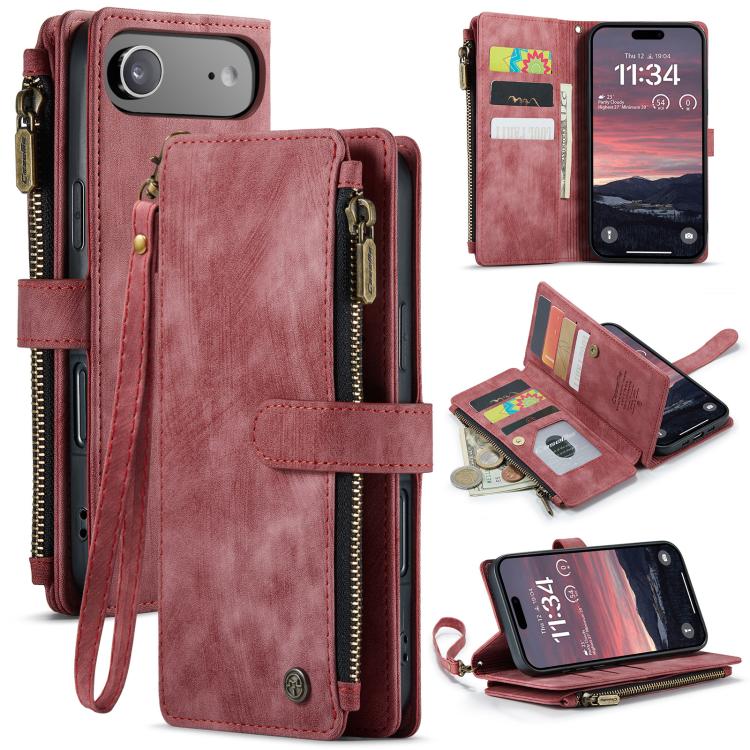

For iPhone Air CaseMe C30 Card Slots Zipper Wallet Leather Phone Case(Red)