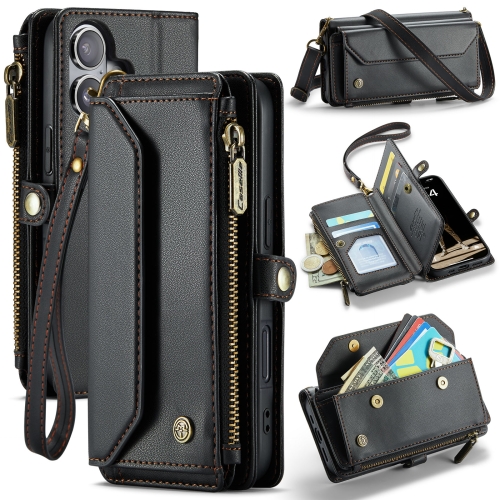 

For iPhone 16 CaseMe C36 Card Slots Zipper Wallet RFID Anti-theft Leather Phone Case(Black)