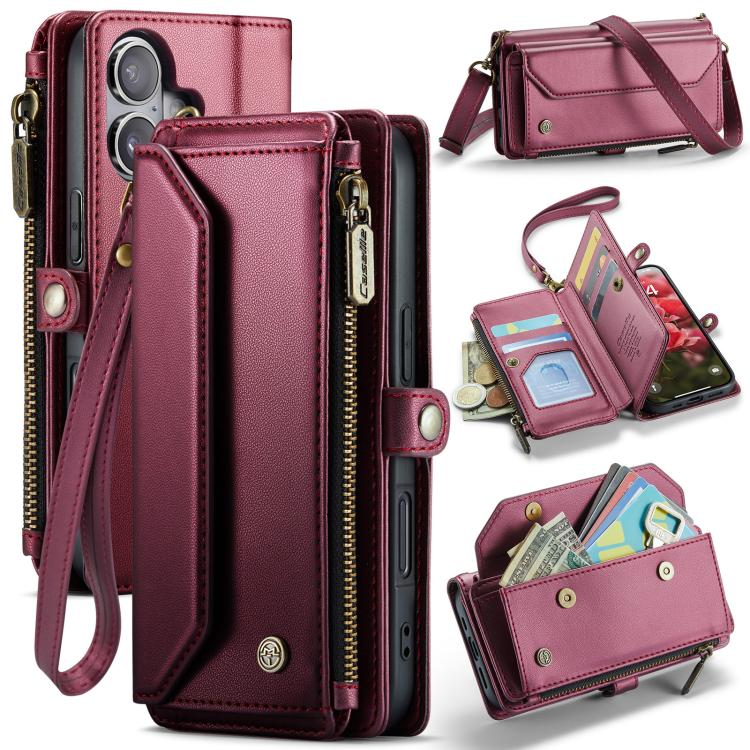 

For iPhone 17 CaseMe C36 Card Slots Zipper Wallet RFID Anti-theft Leather Phone Case(Red)