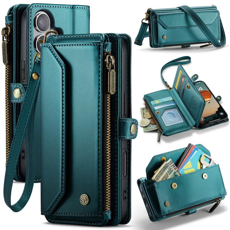 

For iPhone 17 CaseMe C36 Card Slots Zipper Wallet RFID Anti-theft Leather Phone Case(Blue)