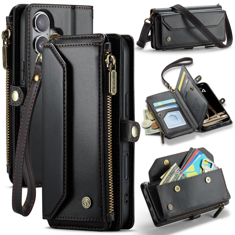 

For iPhone 17 CaseMe C36 Card Slots Zipper Wallet RFID Anti-theft Leather Phone Case(Black)